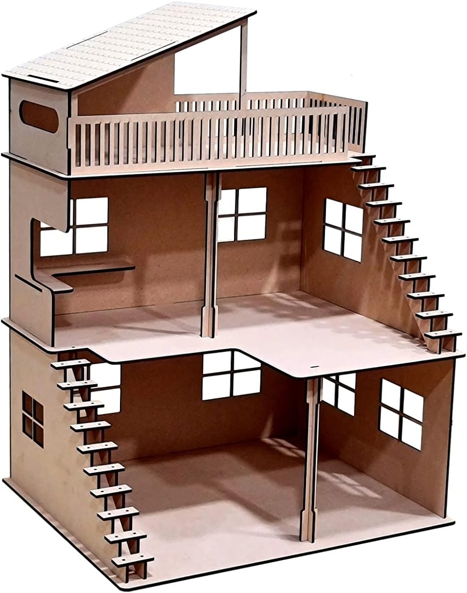 Wooden Doll House Dollhouse Home Decor, Construction Toy, Modeling Kit, School Project Easy to Assemble 3D Puzzle