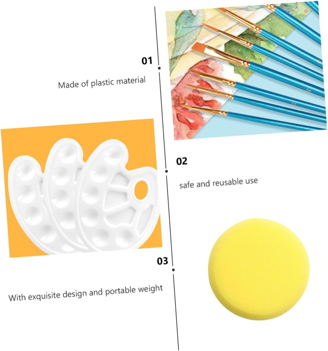 1 Set Art Supplies Doodle Tools Painting Kit for Children Spatula Foam Paint Brush Art Artist Paint Pan Tray Oil Painting Tool Sponge Supplies Graffiti Drawing Tool Wooden - Image 2